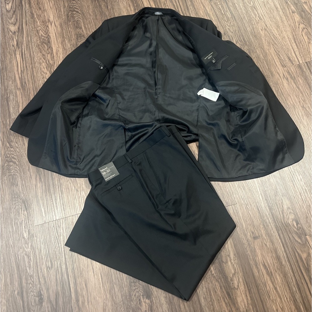 Banana Republic Suit Tailored Slim Fit Wool 46L Jacket Trouser Sz 38X30 In Black